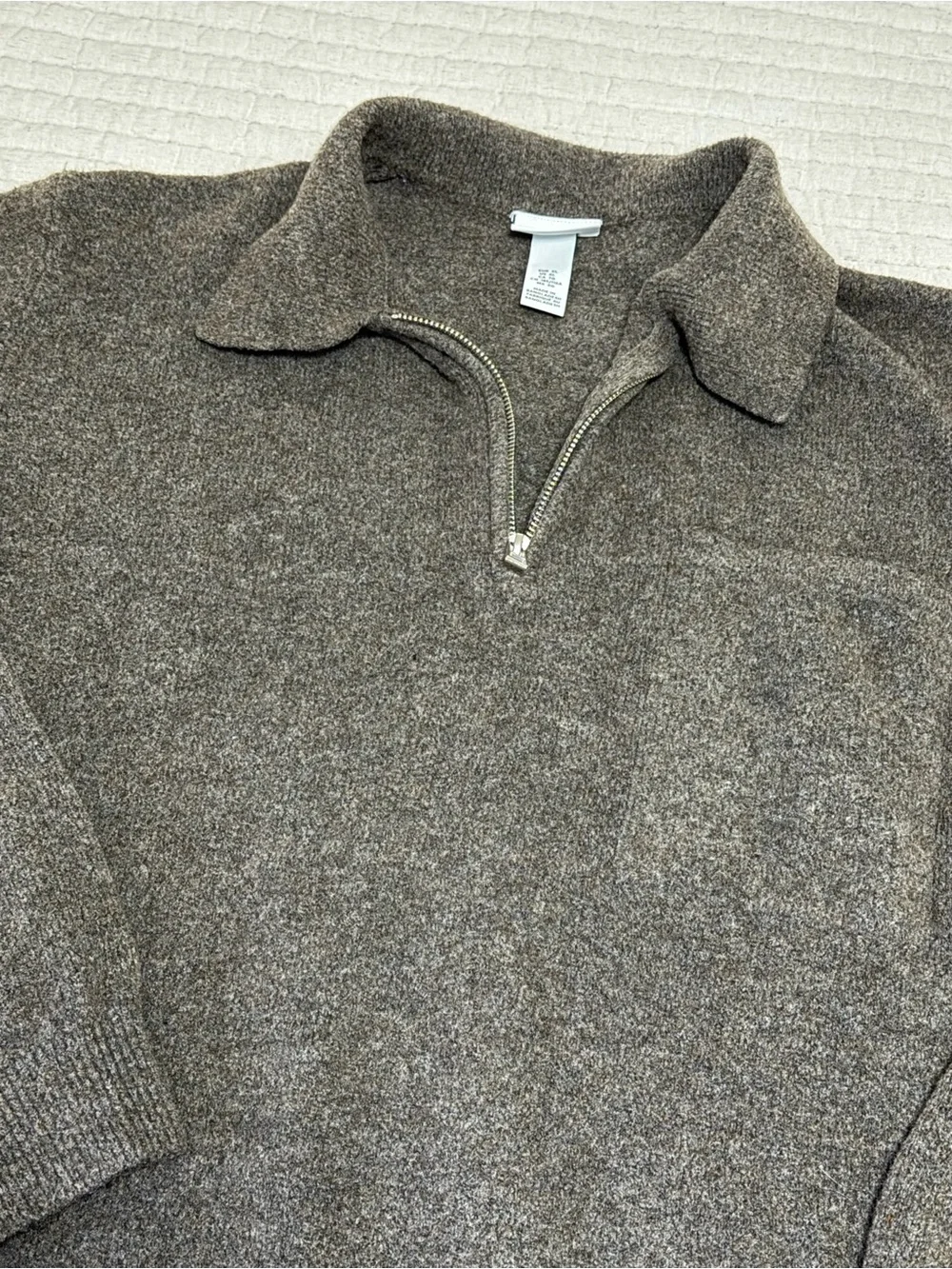H&M Men's Zip-Front Sweater in Brown Heather - Picture 2 of 4